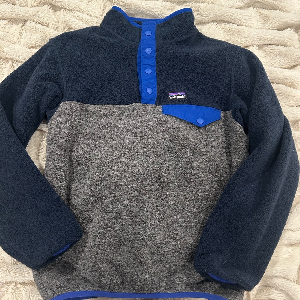 Patagonia Kids' Blue and Gray Snap-T Fleece